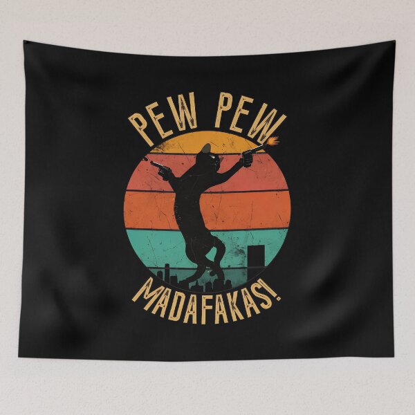 Item preview, Retro Cat Pew Pew Madafakas Sunset designed and sold by GiaoCalonas.