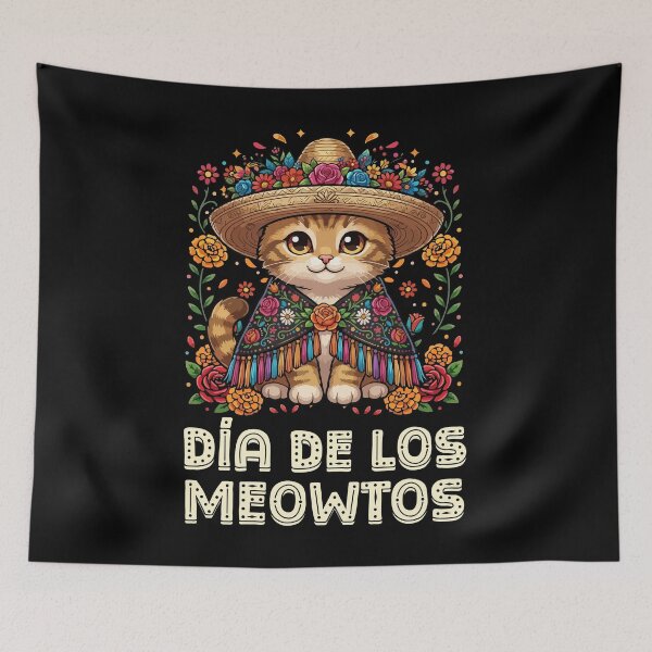 Item preview, Cat Mexican Floral Muertos Day Of Dead Halloween designed and sold by ShirTomDesigns.