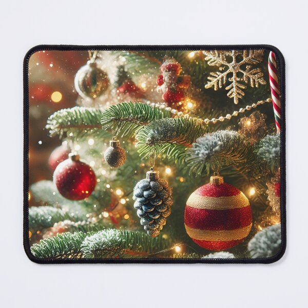 Item preview, Festive Christmas Tree Art, Red and Gold Ornaments, Cozy Holiday Wall Decor designed and sold by NarjaShop.