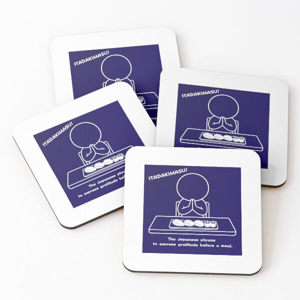 Item preview, Itadakimasu - Japanese Phrase To Express Gratitude Before A Meal（White Line） designed and sold by japan-picto.