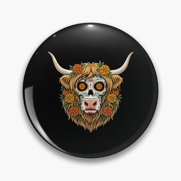 Item preview, Mexican Highland Cow Floral Muertos Day Of Dead designed and sold by ShirTomDesigns.