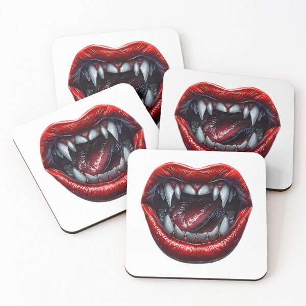 Item preview, Fangs and Red Lips Vampire Gothic Horror Design designed and sold by Marcu Ioachim.