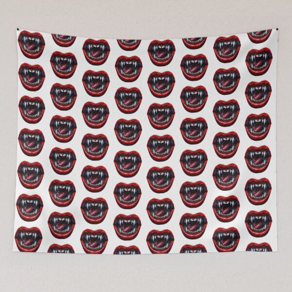 Item preview, Fangs and Red Lips Vampire Gothic Horror Design designed and sold by Marcu Ioachim.