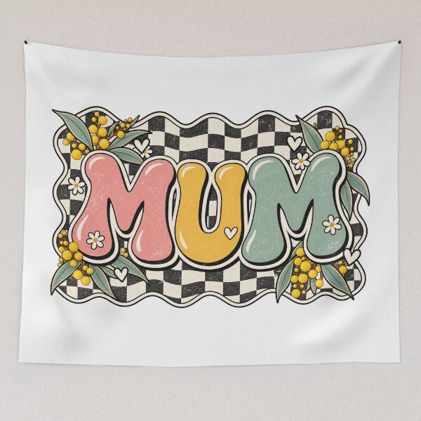 Item preview, MUM Wattle Checkerboard Retro Pastel Aussie Mum Wattle Flower Mothers Day designed and sold by Yellowriversss.