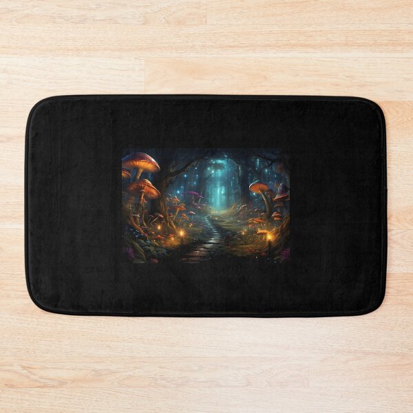 Item preview, Bioluminescent Mushroom Forest Illuminated Glowing Woodland Path designed and sold by wolf-jacks.