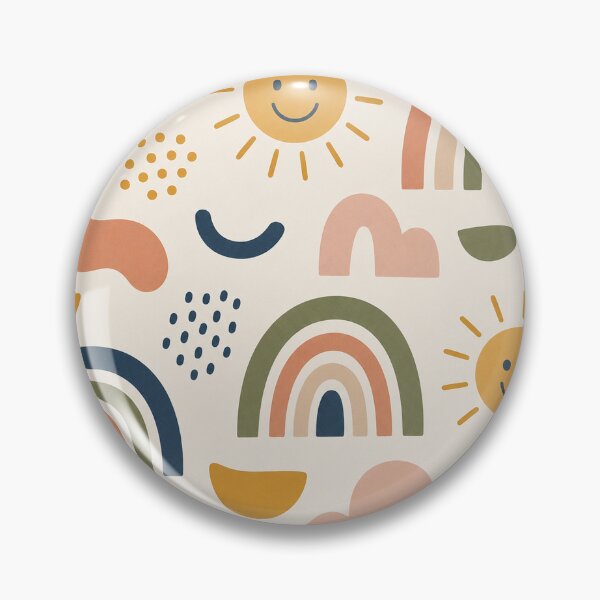 Item preview, Happy Shapes – Retro Sunshine & Rainbow Pattern designed and sold by 50Pxels.
