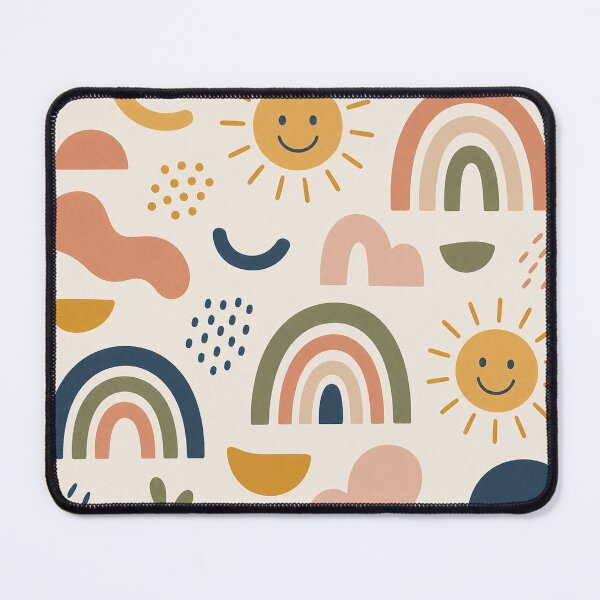 Item preview, Happy Shapes – Retro Sunshine & Rainbow Pattern designed and sold by 50Pxels.
