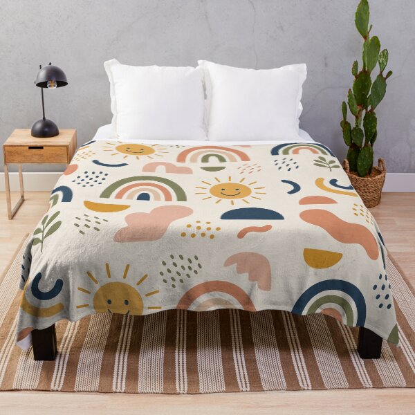 Item preview, Happy Shapes – Retro Sunshine & Rainbow Pattern designed and sold by 50Pxels.