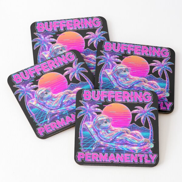 Item preview, Vaporwave Buffering Permanently - Neon Sunset Grid designed and sold by A E S T H E T A T A G.