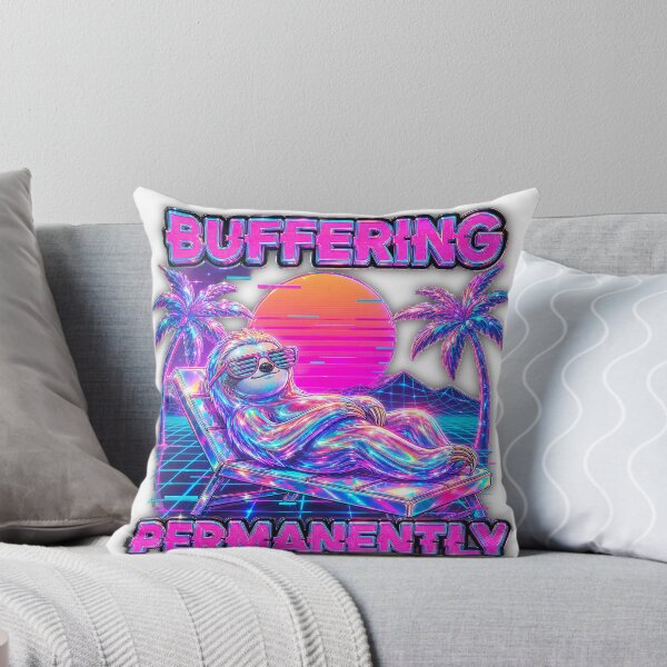 Item preview, Vaporwave Buffering Permanently - Neon Sunset Grid designed and sold by A E S T H E T A T A G.