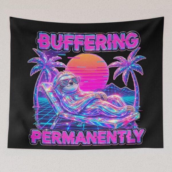 Item preview, Vaporwave Buffering Permanently - Neon Sunset Grid designed and sold by A E S T H E T A T A G.