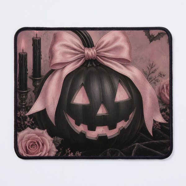 Item preview, Coquette Goth Black Pumpkin Pink Ribbon Bow Spooky Vintage designed and sold by GrinGalore.
