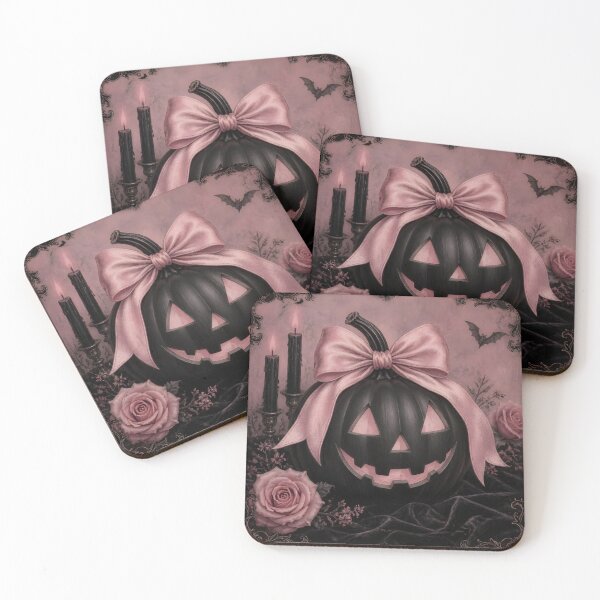 Item preview, Coquette Goth Black Pumpkin Pink Ribbon Bow Spooky Vintage designed and sold by GrinGalore.