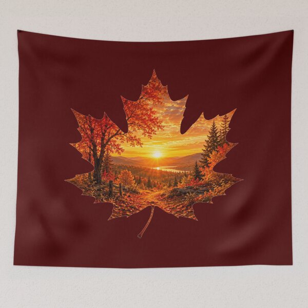 Item preview, Autumn Sunset in a Maple Leaf designed and sold by HeyFajnaLinja.