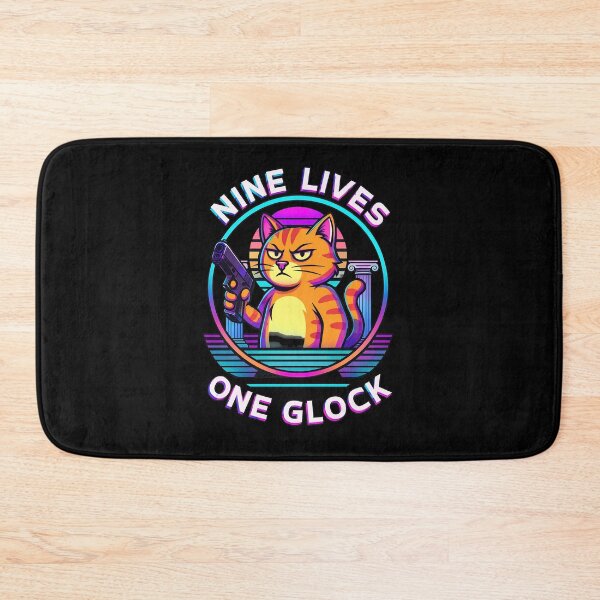 Item preview, Grumpy Cat Nine Lives One Glock Retro Sunset designed and sold by GiaoCalonas.
