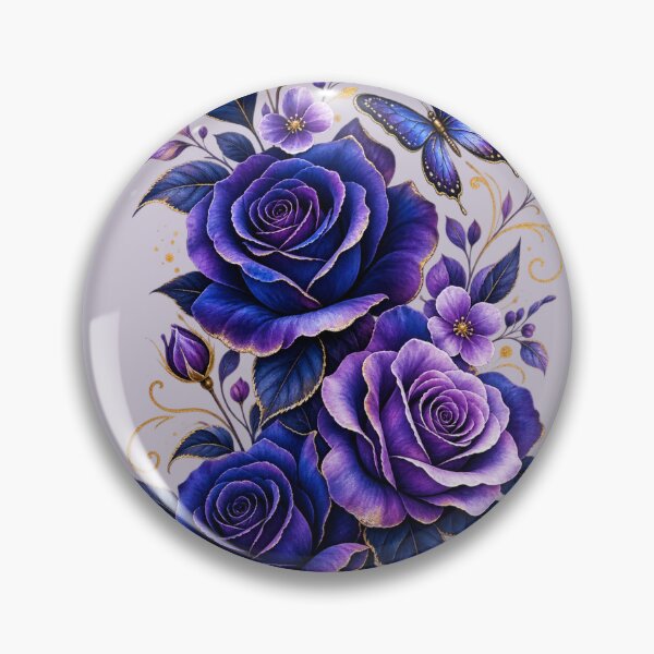 Item preview, Mystic Blue Purple Roses & Butterflies Floral Botanical Art designed and sold by Chirayu1111.