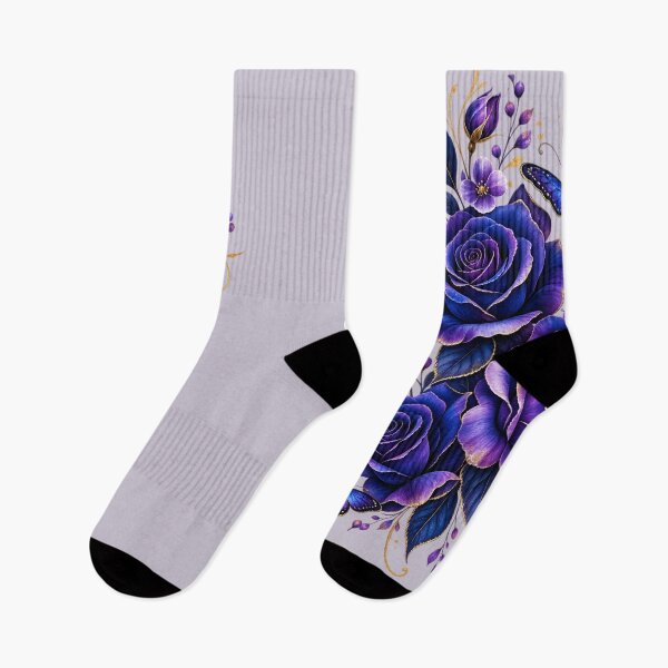 Item preview, Mystic Blue Purple Roses & Butterflies Floral Botanical Art designed and sold by Chirayu1111.