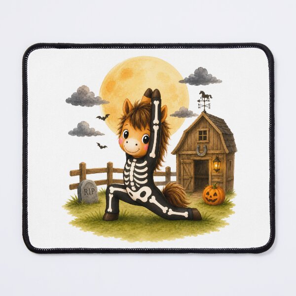 Item preview, Halloween Yoga Horse in a Low Lunge – Cute Skeleton Costume designed and sold by YogiAnimalArt.