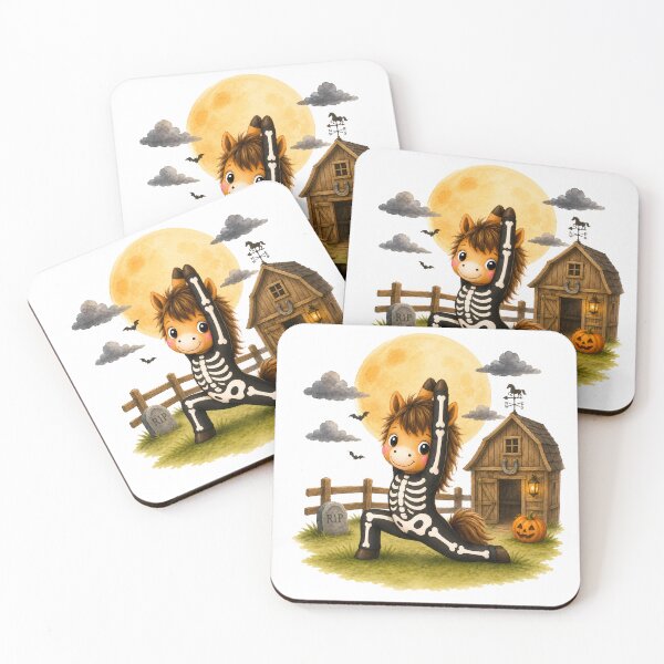 Item preview, Halloween Yoga Horse in a Low Lunge – Cute Skeleton Costume designed and sold by YogiAnimalArt.