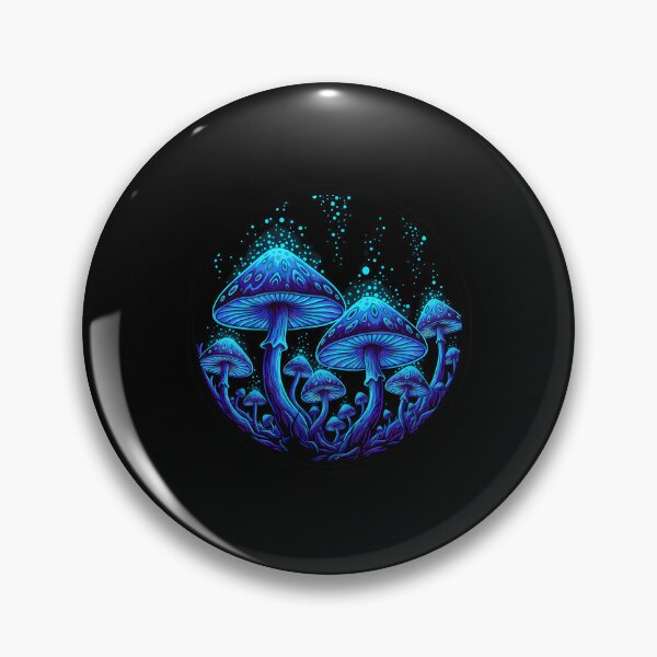 Item preview, Psychedelic Neon Blue Magic Mushrooms Glowing Fantasy Fungi designed and sold by wolf-jacks.