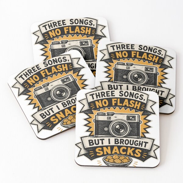 Item preview, Three Songs No Flash Concert Photography Retro Camera Woodcut Art designed and sold by Wanderquill Studio.