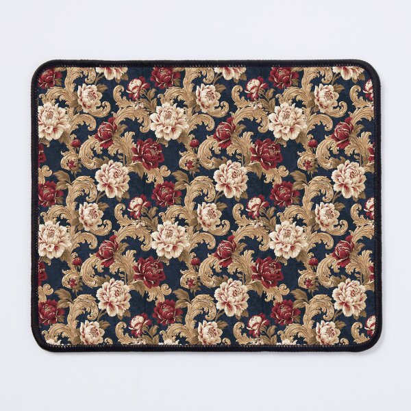 Item preview, Gilded Scrollwork Variegated Peony Navy designed and sold by Jirka Svetlik, Studio Illuvision.