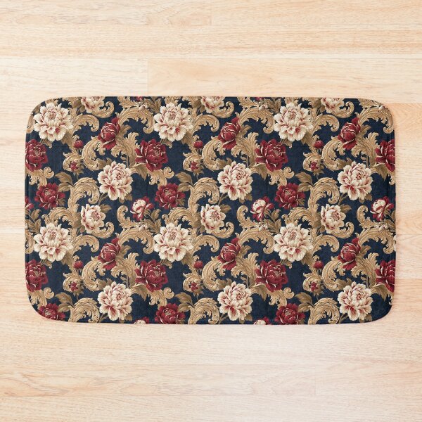 Item preview, Gilded Scrollwork Variegated Peony Navy designed and sold by Jirka Svetlik, Studio Illuvision.
