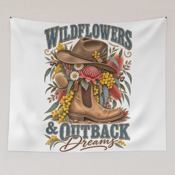 Item preview, Wildflowers And Outback Dreams Vintage Aussie Wildflower Outback Hat Boot designed and sold by Yellowriversss.