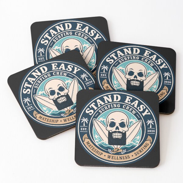 Item preview, Stand Easy Veteran Surf Club Logo Sunshine Coast - Male Version Square Black Beard designed and sold by Bombergirls.