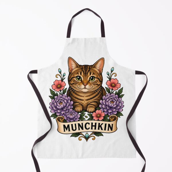 Item preview, Munchkin Cat Purple Dahlia Tattoo Art designed and sold by Old's Cool Cat Studio.