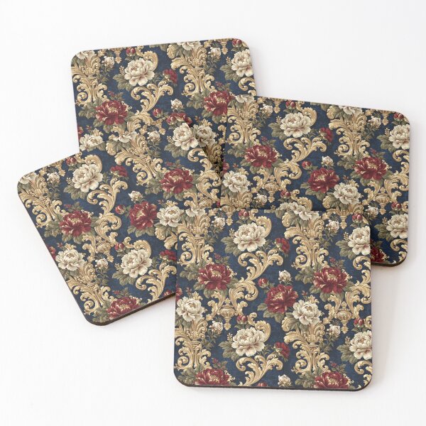 Item preview, Ornate Gold Urn Peony Damask Navy designed and sold by Jirka Svetlik, Studio Illuvision.