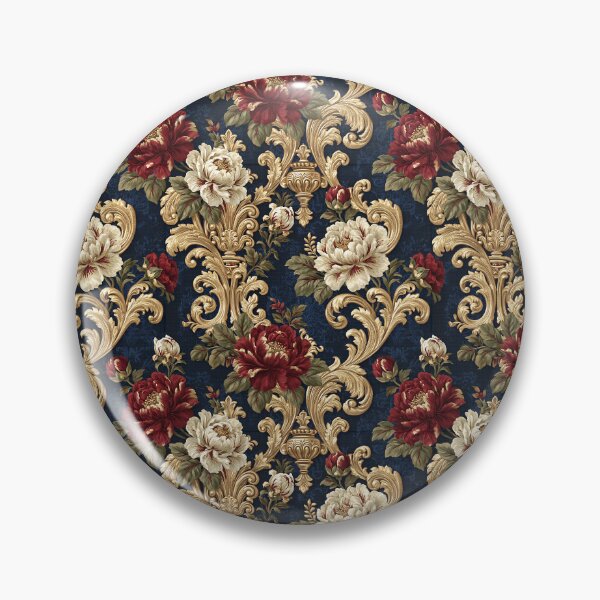 Item preview, Ornate Gold Urn Peony Damask Navy designed and sold by Jirka Svetlik, Studio Illuvision.