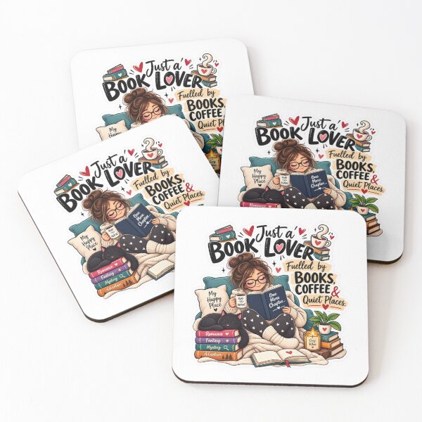 Item preview, Cozy Reading Girl Black Cat Just a Book Lover Coffee Art Sticker designed and sold by TrendVault USA.