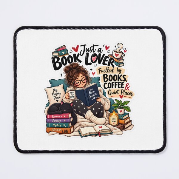 Item preview, Cozy Reading Girl Black Cat Just a Book Lover Coffee Art Sticker designed and sold by TrendVault USA.