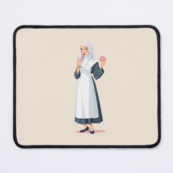 Item preview, Nun with Donut and Iced Coffee – Cute Catholic Humor designed and sold by KungPowUnicorn.