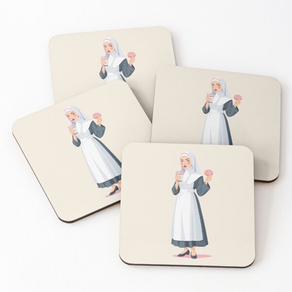 Item preview, Nun with Donut and Iced Coffee – Cute Catholic Humor designed and sold by KungPowUnicorn.