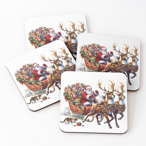 Item preview, Santa Claus Sleigh With Christmas Cats designed and sold by Steele-Art.