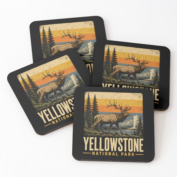 Item preview, Alces de montaña al aire libre en el Parque Nacional de Yellowstone (estilo retro) designed and sold by lorna-saway.