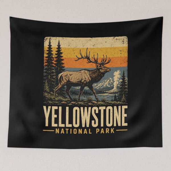 Item preview, Retro Yellowstone National Park Outdoor Mountain Elk designed and sold by lorna-saway.