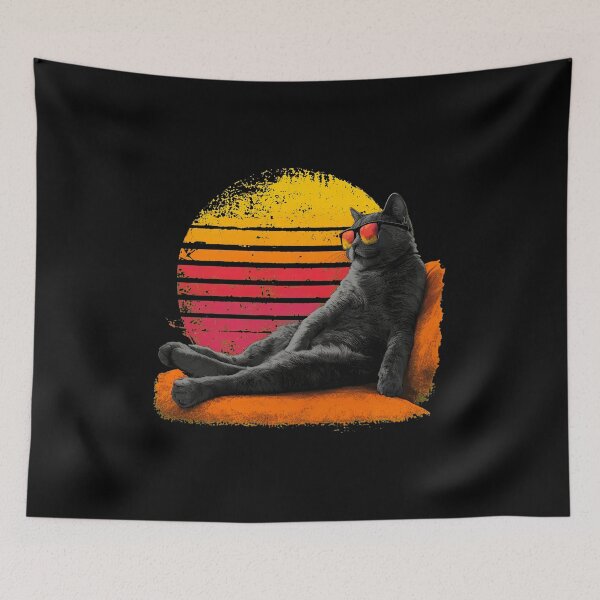 Item preview, Retro Cat Sunglasses Sunset Chill Vibe Art designed and sold by GiaoCalonas.