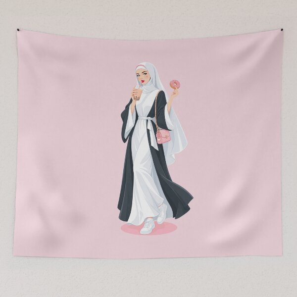 Item preview, Fashion Nun with Boba and Donut – Cute Catholic Street Style designed and sold by KungPowUnicorn.