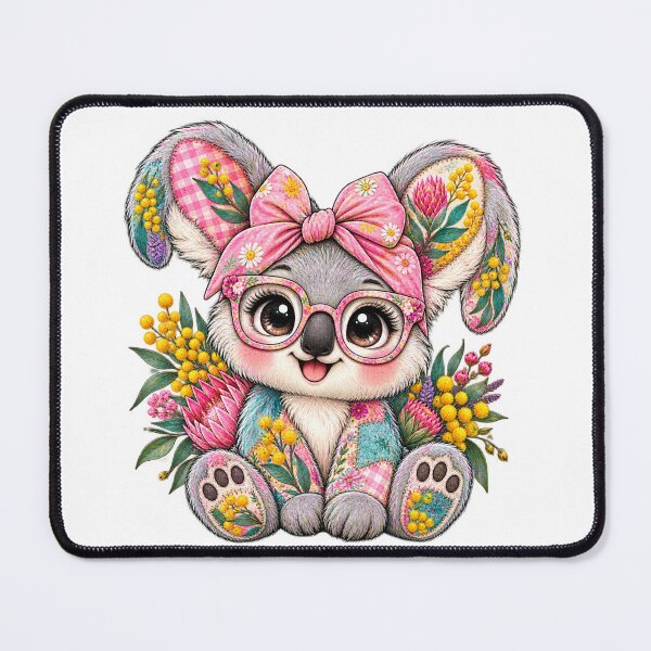 Item preview, Bunny Koala Easter Cute Patchwork Aussie Koala Bunny Wattle Waratah Glasses designed and sold by Yellowriversss.