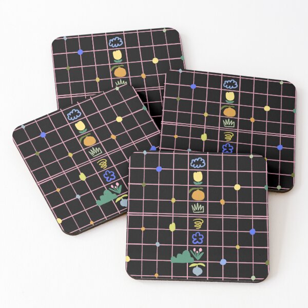 Item preview, Cute Icon Grid Pattern Black — Blue Lemon Studio Original Illustration designed and sold by BluelemonStudio.