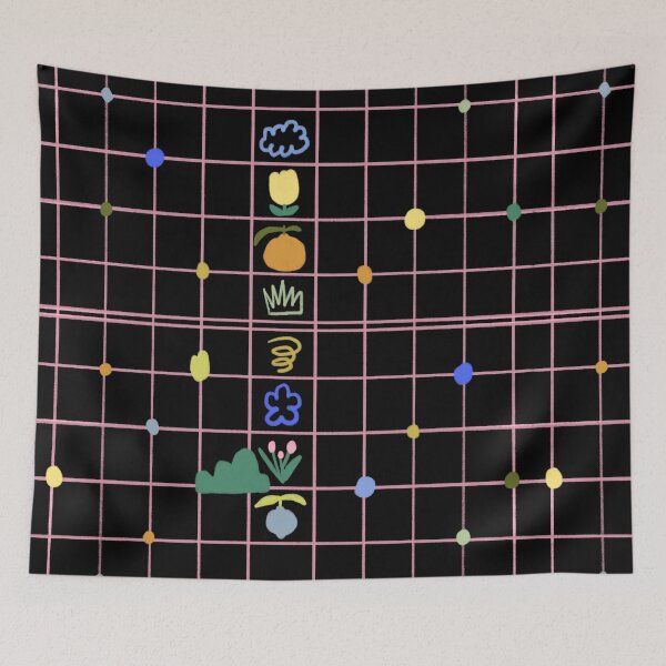 Item preview, Cute Icon Grid Pattern Black — Blue Lemon Studio Original Illustration designed and sold by BluelemonStudio.