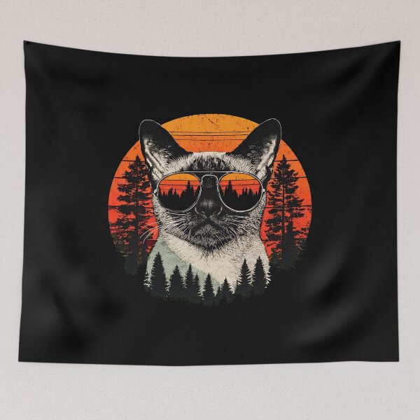 Item preview, Cool Cat Aviator Retro Sunset Forest Design designed and sold by OlyvieArt.