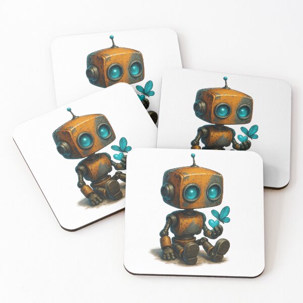 Aperçu de l'œuvre Robot mignon avec papillon – Moment de douceur créée et vendue par Yomere.