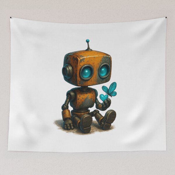 Item preview, Cute Robot with Butterfly – Gentle Moment designed and sold by Yomere.