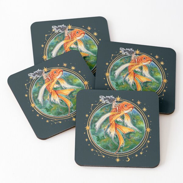 Item preview, Koi Fish Fairy Rider, Fantasy Watercolor Illustration designed and sold by esmavart.