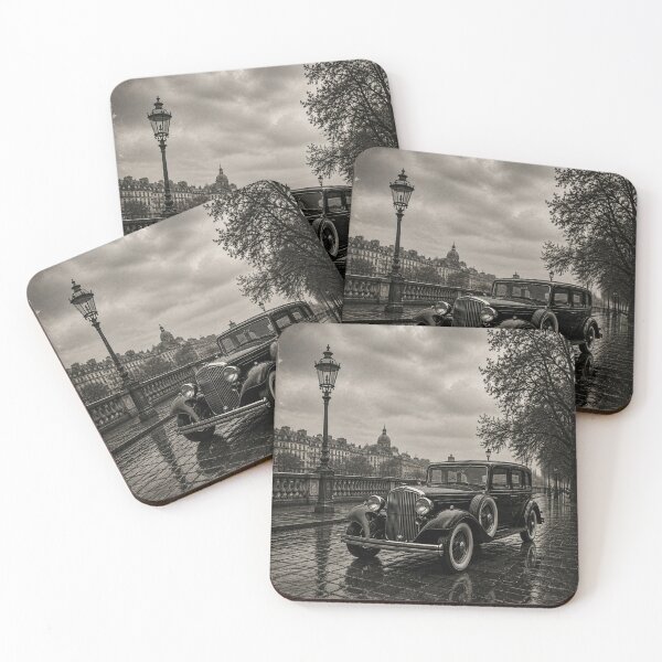 Item preview, Vintage Classic Car in the Rain designed and sold by ZYVARENNE.