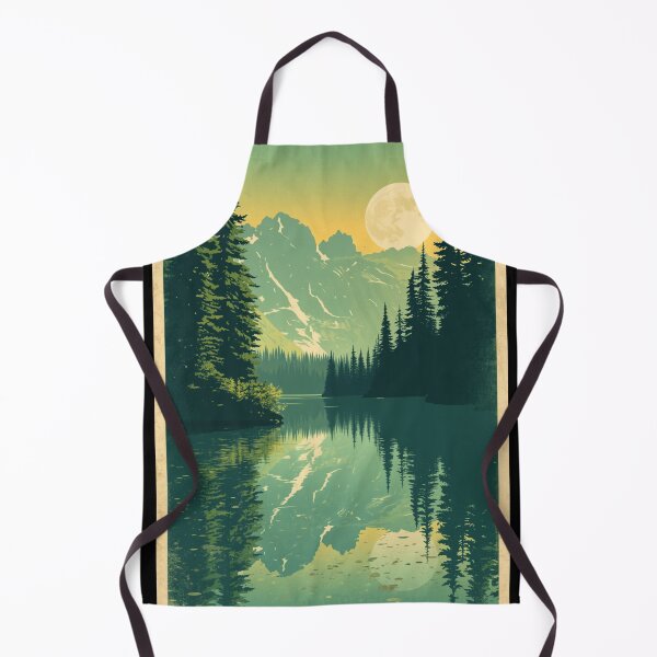 Artikelvorschau, Vintage Mountain Lake Full Moon Reflection Forest Landscape entworfen und verkauft von mijaczeek.